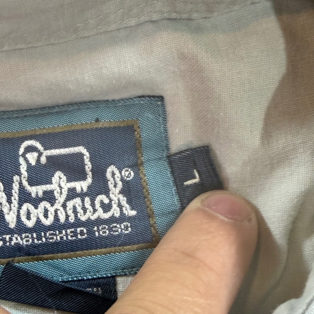 Woolrich Button Down Shirt Mens L Tan Cotton Short Sleeve Utility Pockets EUC - Picture 7 of 8